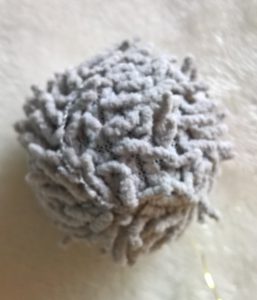 Fuzzy fabric ball for your cat by healthycatdetective.com